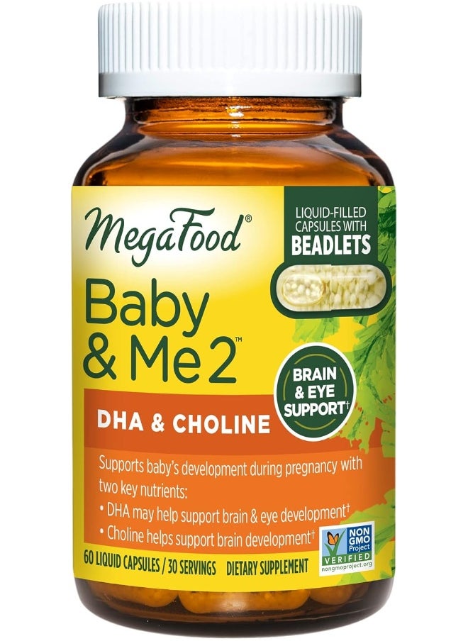 MegaFood Baby & Me 2 Dha & Choline - Plant-Based Dha And Choline For Baby'S Brain And Eye Development - Vegan - 60 Capsules (30 Servings)  - Image 1