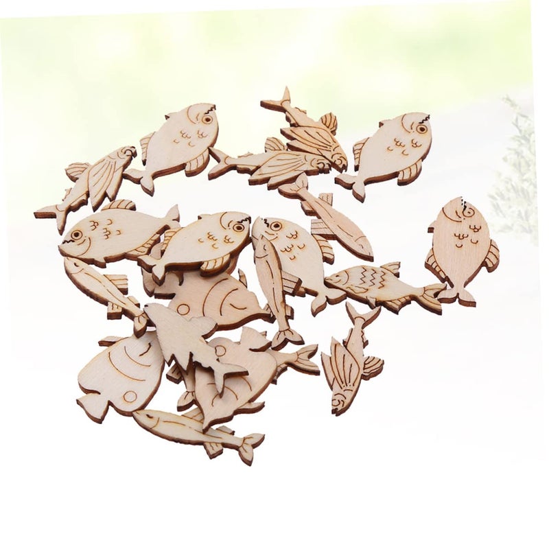 20Pcs Natural Wooden Fish Slices DIY Craft Ornaments for Home Decor and Party Favors - Image 5