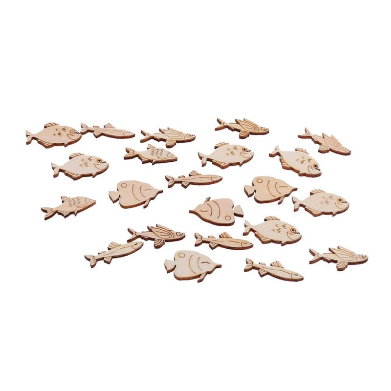 20Pcs Natural Wooden Fish Slices DIY Craft Ornaments for Home Decor and Party Favors - Image 4