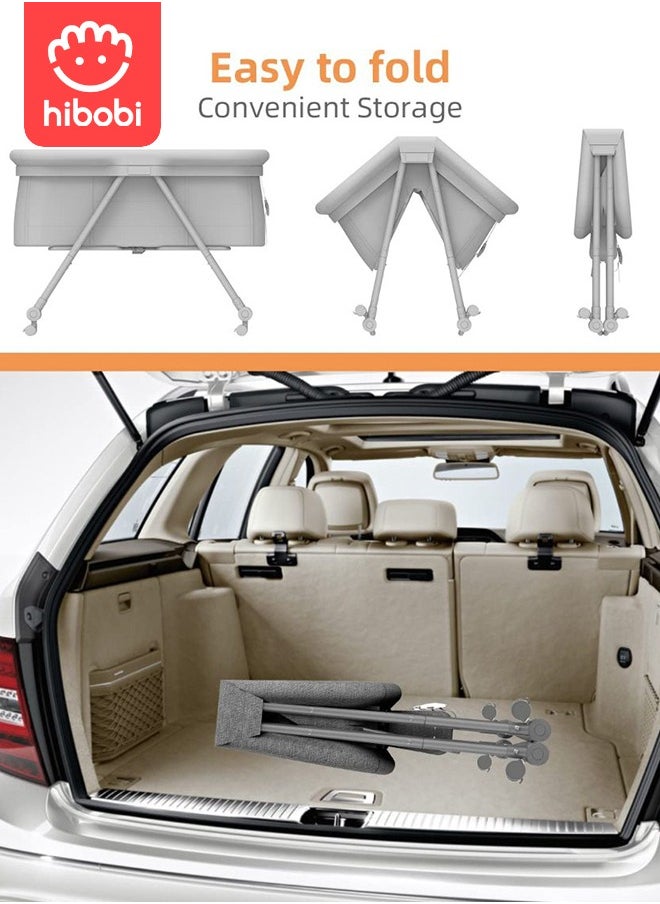 Movable Folding Baby Cradle Bed Anti-Spitting Up Adjustable Height - Grey