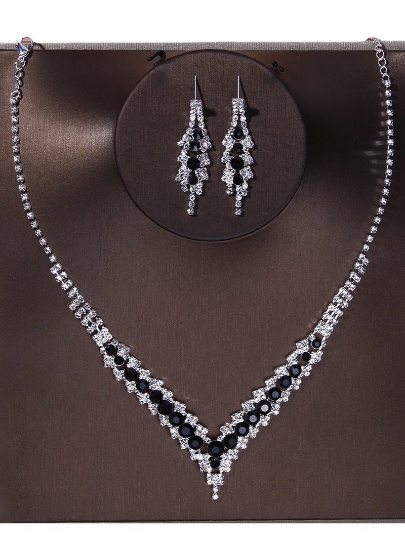 KUYING Jewelry Set Dress Accessories Fashion Simple Crystal Necklace Set  - Image 1