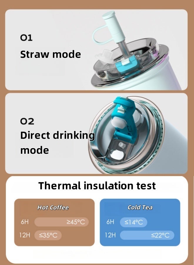 Saudi Select Travel Coffee Mug, 300ml Insulated Beverage Cup With Leakproof Lid, Long Lasting Coffee Tumbler With Lid And Straw, Travel Coffee Thermos  for Hot Drinks BPA-Free (White) - Image 5