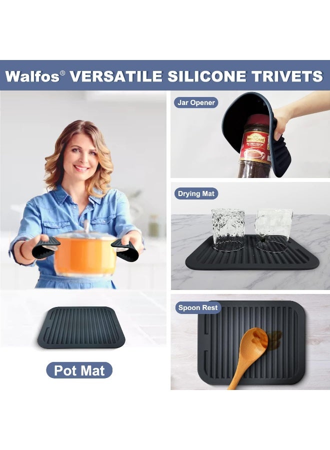 Walfos Silicone Trivets For Hot Pots and Pans - Heat Resistant Hot Pads For Kitchen Counter- Multi-Purpose & Versatile Trivet Mat - Durable & Flexible Silicone Hot Pad  - Image 3