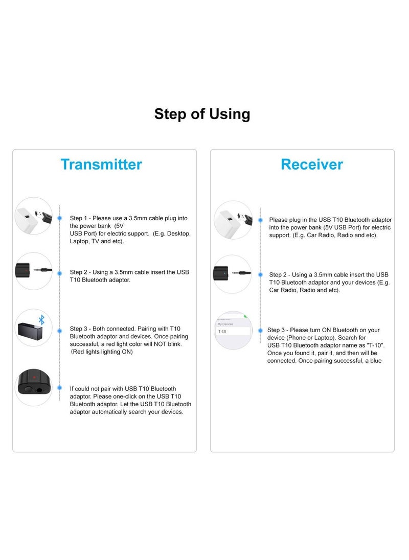 SYOSI - 5.0 USB Bluetooth Adapter Dongle T10, SYOSI Bluetooth Transmitter Receiver Support All Windows Laptop - Image 1