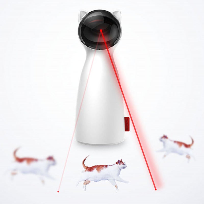 Rechargeable Cat Pointer: White, Silent Motor, 2 Modes, Automatic 15-Min Cycle - Interactive LED Light Toy for Indoor Cats, Floor Wall Hunting Play - Image 1