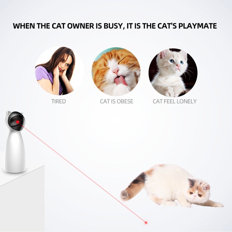 Rechargeable Cat Pointer: White, Silent Motor, 2 Modes, Automatic 15-Min Cycle - Interactive LED Light Toy for Indoor Cats, Floor Wall Hunting Play - Image 4