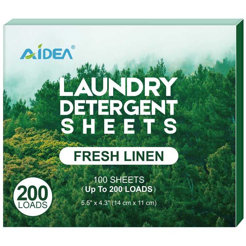 AIDEA Laundry Detergent Sheets Washer Sheet Detergent No Plastic Jug Laundry Soap Sheet For Travel Home Washing Fresh Scent200 Loads 100 Sheets