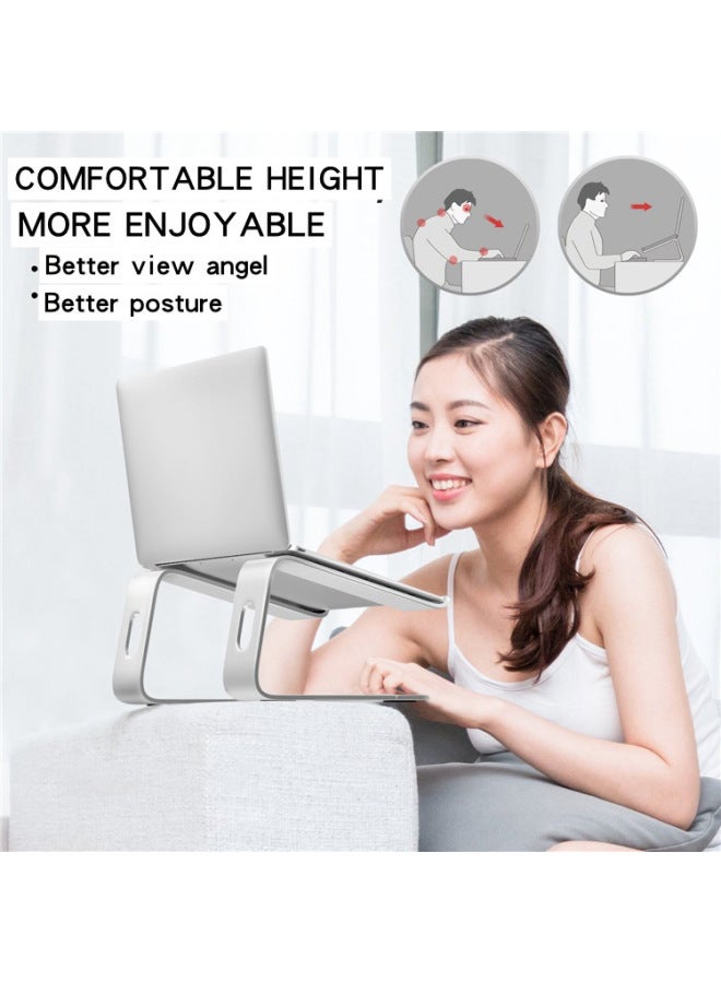 Notebook Stand Macbook Desktop Heightening Hollow Heat Dissipation Base Lifting Computer Stand M-type Wrist Support-Color:MD-5 Notebook Bracket: Silver - Image 2