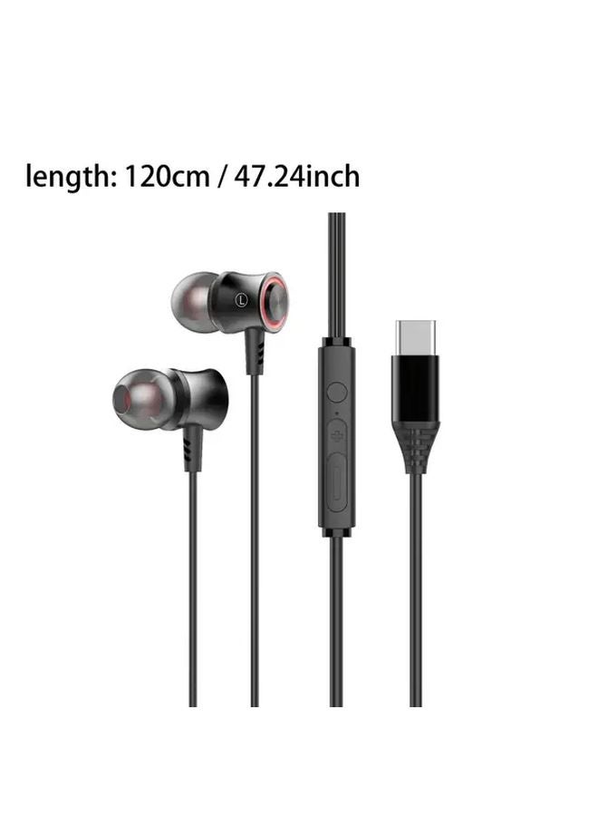 Green Type C Wired Headphones with Microphone for Samsung Galaxy S24 S23 - Image 3