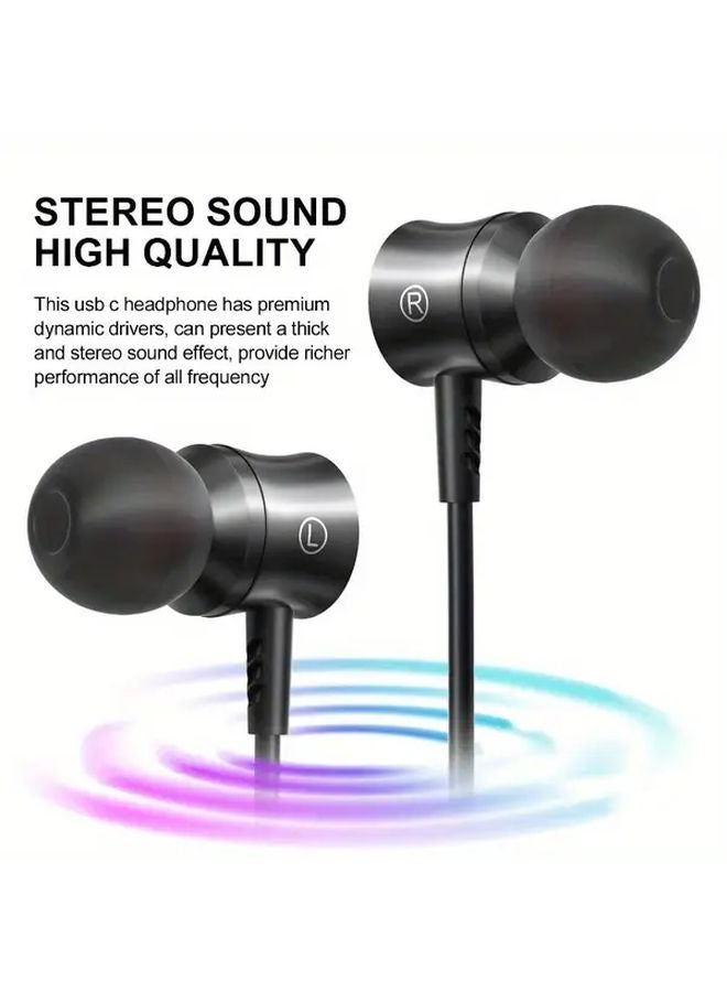 Green Type C Wired Headphones with Microphone for Samsung Galaxy S24 S23 - Image 5