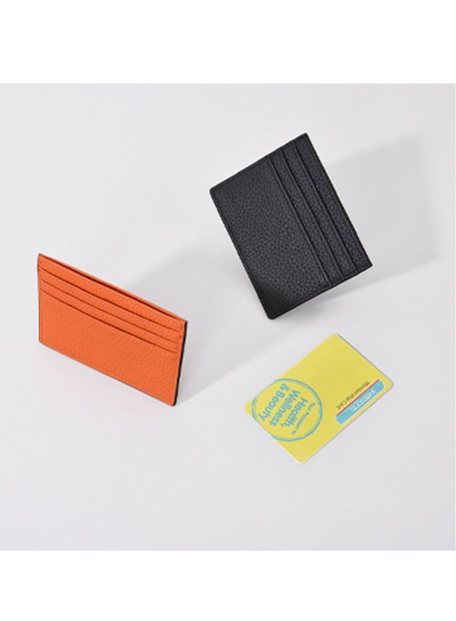 محفظة بطاقات الائتمان، حامل بطاقات فائق النحافة، محفظة من الجلد الطبيعي للرجال والنساء مع 6 فتحات للبطاقات وجيب واحد (أسود) - Image 5