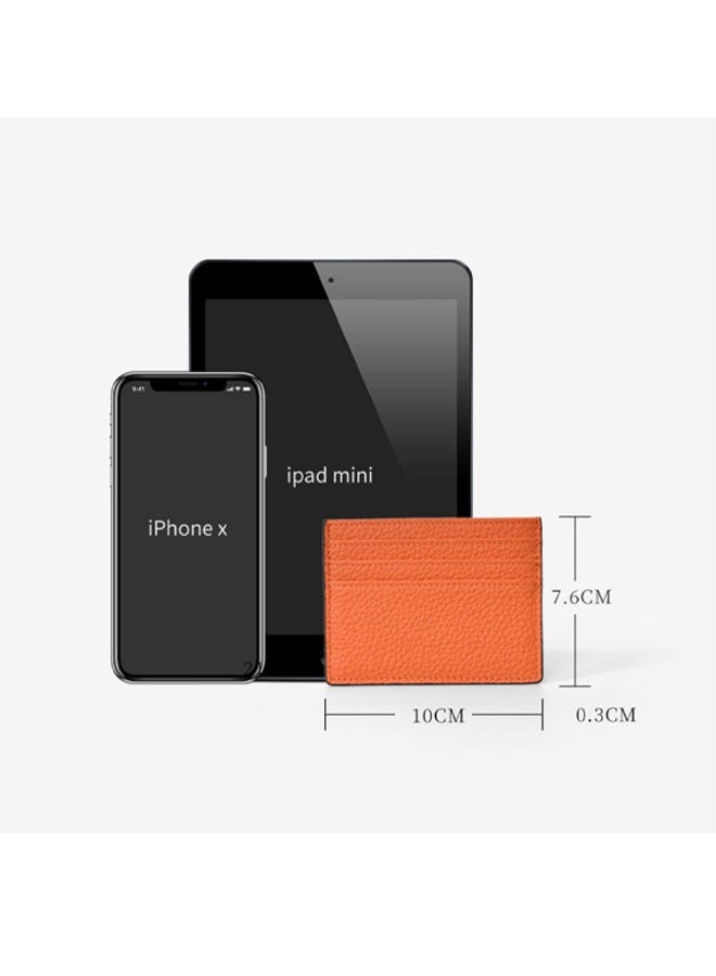 محفظة بطاقات الائتمان، حامل بطاقات فائق النحافة، محفظة من الجلد الطبيعي للرجال والنساء مع 6 فتحات للبطاقات وجيب واحد (أسود) - Image 2