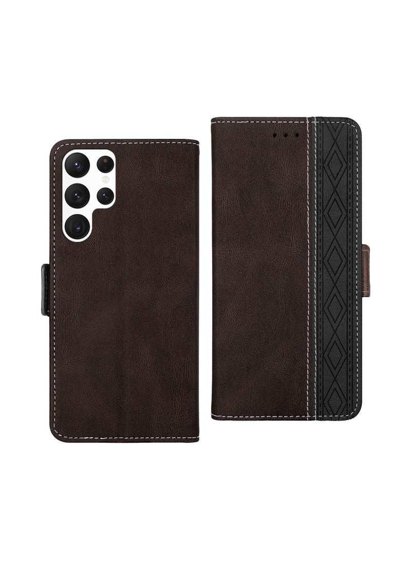 Suteni Flip Cover Magnetic Buckle Card Slots Leather Phone Case for Samsung - Image 1