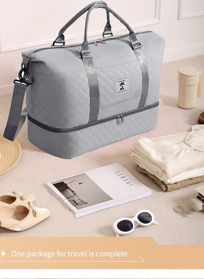 رولستيمي متعددة الوظائف سعة كبيرة تحمل على حقيبة الأمتعة الرطب والجاف فاصل مقصورة الأحذية حقيبة قاعة رياضة حقيبة من القماش الخشن مع مثالية لرحلات العمل القصيرة والسفر رمادي - Image 1