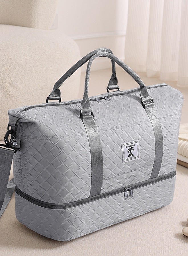 رولستيمي متعددة الوظائف سعة كبيرة تحمل على حقيبة الأمتعة الرطب والجاف فاصل مقصورة الأحذية حقيبة قاعة رياضة حقيبة من القماش الخشن مع مثالية لرحلات العمل القصيرة والسفر رمادي - Image 2