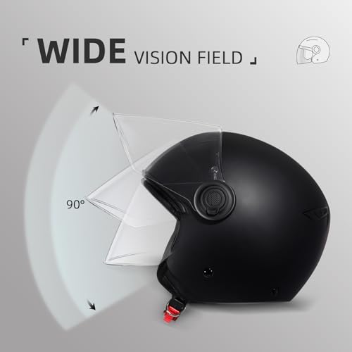 TRIANGLE Open Face Motorcycle Helmet Retro 3/4 Helmets with Clear Visor for Men Women DOT Approved - Image 3