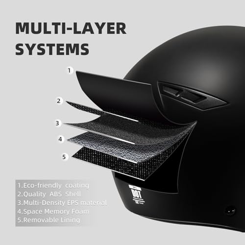 TRIANGLE Open Face Motorcycle Helmet Retro 3/4 Helmets with Clear Visor for Men Women DOT Approved - Image 2