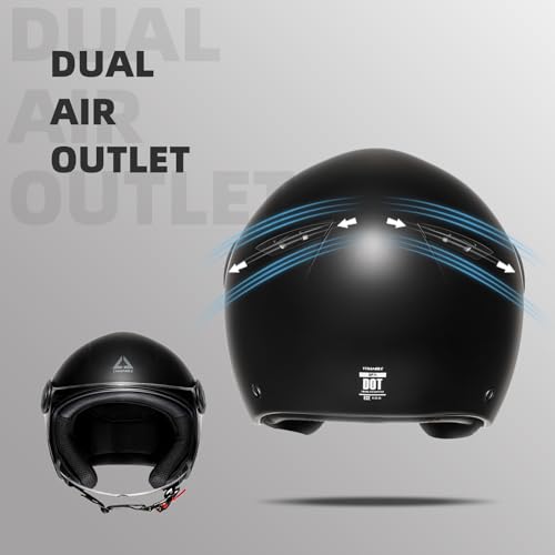 TRIANGLE Open Face Motorcycle Helmet Retro 3/4 Helmets with Clear Visor for Men Women DOT Approved - Image 4