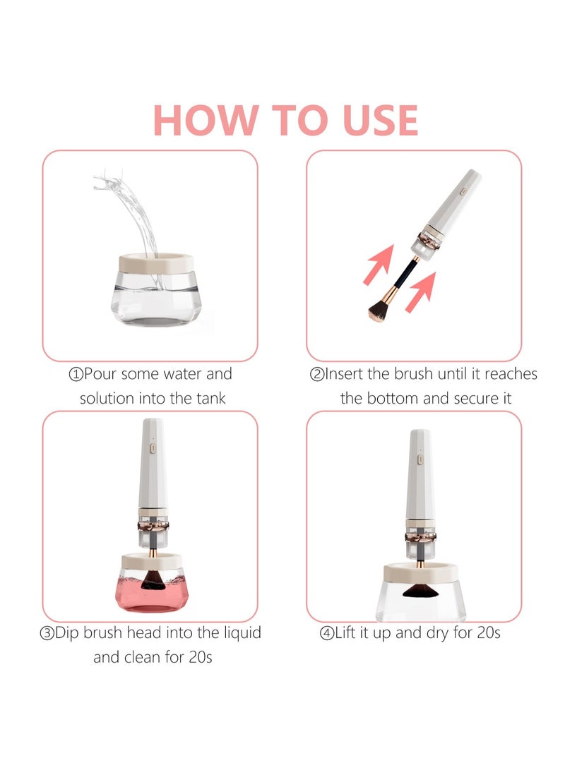Makeup Brush Cleaner and Dryer, Super Fast Brush Cleaner Machine, Electric Cosmetic Brush Spinner, Rechargeable Makeup Brush Tools for All Size Brushes