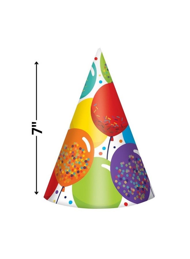 Amscan Birthday Celebration Paper Cone Hats - 7" (24 Pcs) - Multicolor Party Hats for Birthday Parties - Image 2