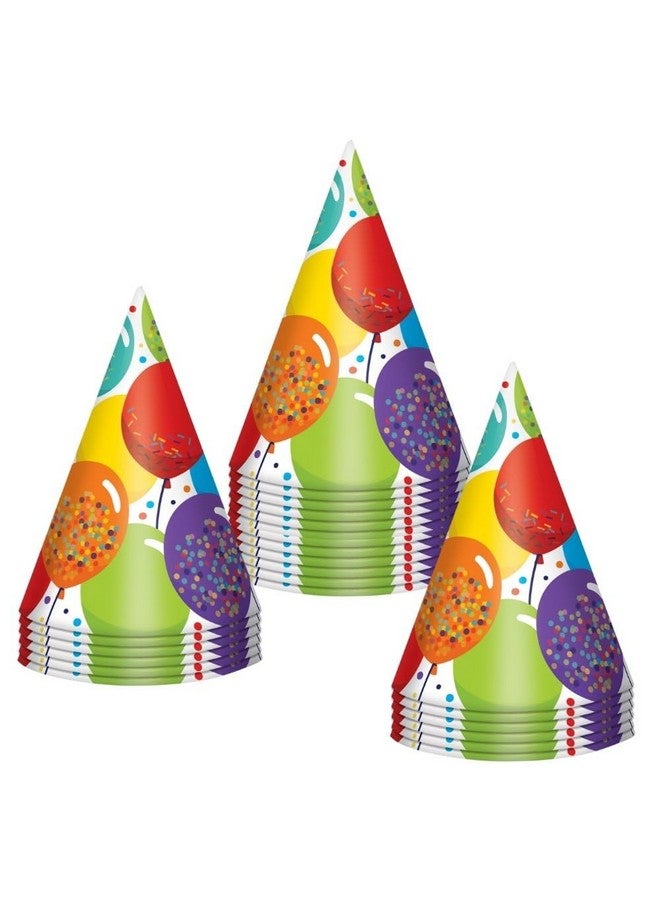 Amscan Birthday Celebration Paper Cone Hats - 7" (24 Pcs) - Multicolor Party Hats for Birthday Parties - Image 1