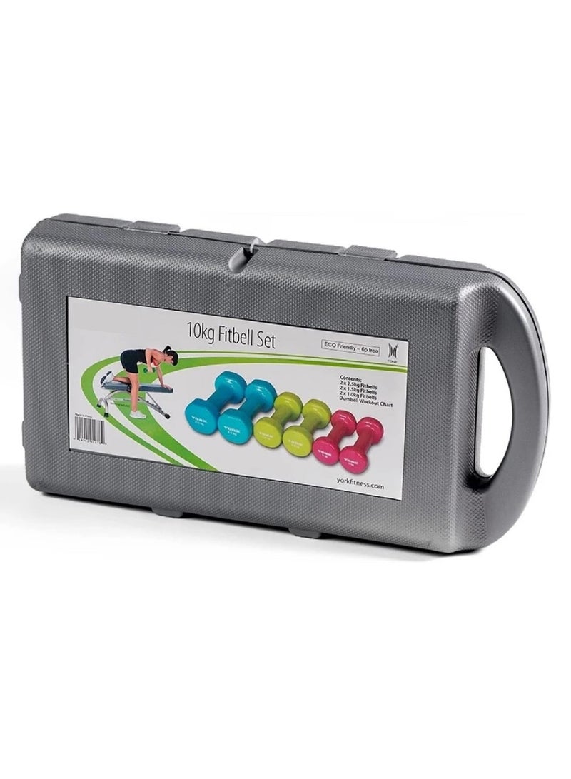 سكاي لاند مجموعة دمبل مغلفة بالفينيل وزن 10 كجم مع علبة قولبة الدمبل - Image 3