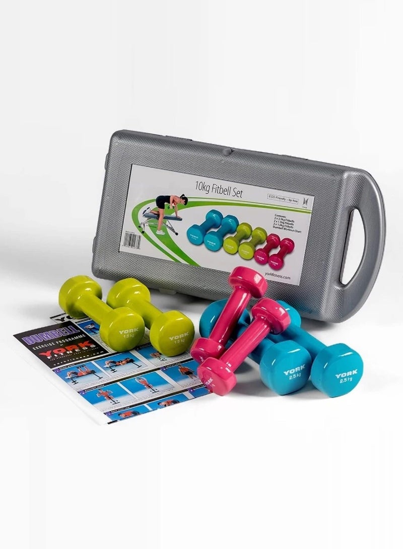 سكاي لاند مجموعة دمبل مغلفة بالفينيل وزن 10 كجم مع علبة قولبة الدمبل - Image 4