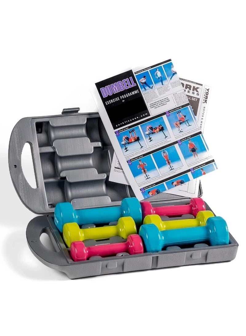 سكاي لاند مجموعة دمبل مغلفة بالفينيل وزن 10 كجم مع علبة قولبة الدمبل - Image 1