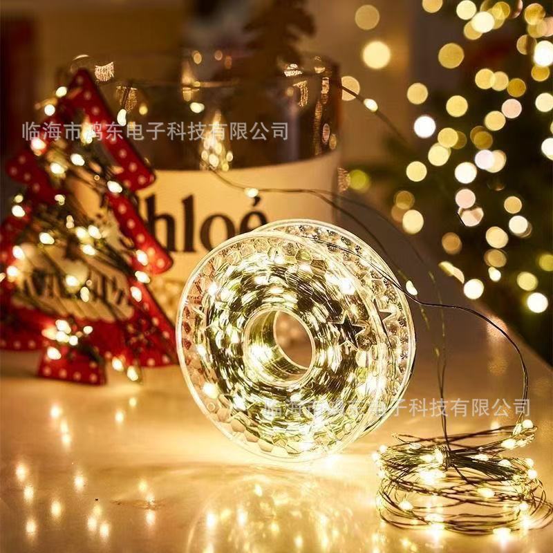 Led Copper Wire Lights  Tree Starry Lights Outdoor Green Line Atmosphere Lights String Solar  Lights - Image 1