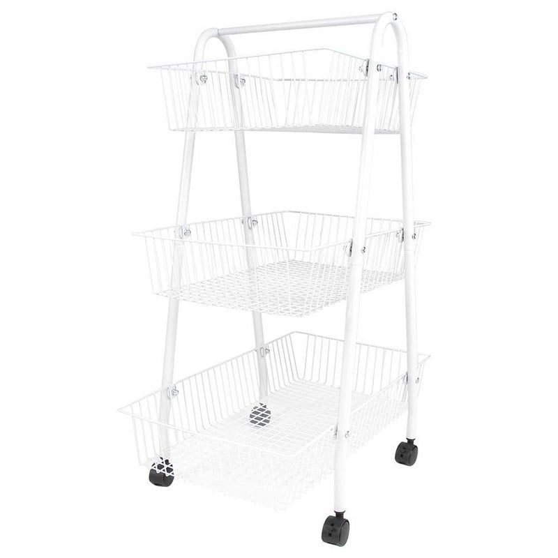 RAUSCH INDIAN DECOR 45803 Classic KitchenTrolley 3 Layers Serving Trolley MultiFunctional Kitchen Basket Storage Trolley HeavyDuty Metal Mesh Utility Rolling Trolley Storage Cart with 4 Wheels for Bed - Image 3