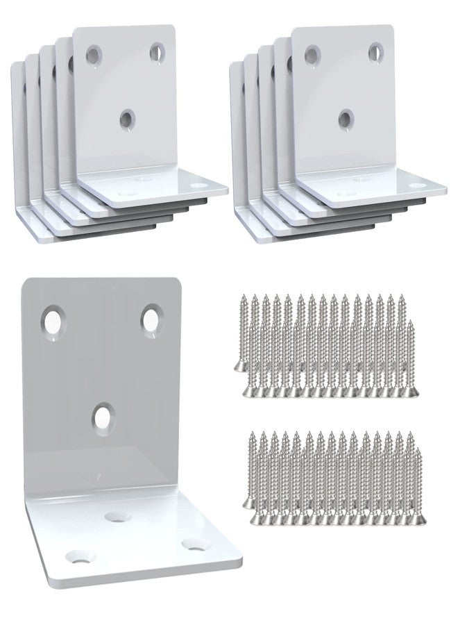Aufuga White Stainless Steel Corner Brackets,Joint Right Angle Bracket, L Shape Heavy Duty Metal Corner Brace Shelf Supporter for Wood (10pcs)(2x2x2") - Image 1