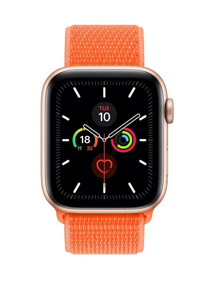 Watch Nylon Loop Band Compatible with Apple Watch 42mm 44mm 45mm 46mm 49mm, Soft Woven Sport Strap, Adjustable Replacement Wristband for Apple Watch Series Ultra / SE / Series 1/2/3/4/5/6/7/8/9/10/11- Orange - Image 2
