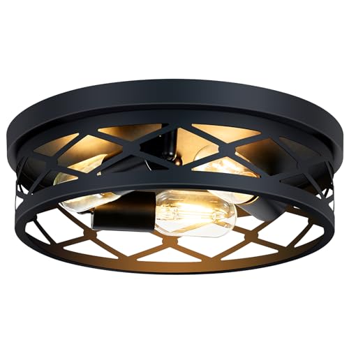 XPEHK 3-Light Farmhouse Flush Mount Ceiling Light,13 inch Hallway Lighting Fixtures Ceiling,Light Fixtures Ceiling Mount for Kitchen Entryway,Hall（1 Pack） - Image 1