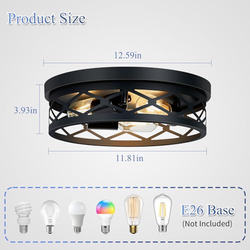 XPEHK 3-Light Farmhouse Flush Mount Ceiling Light,13 inch Hallway Lighting Fixtures Ceiling,Light Fixtures Ceiling Mount for Kitchen Entryway,Hall（1 Pack） - Image 4