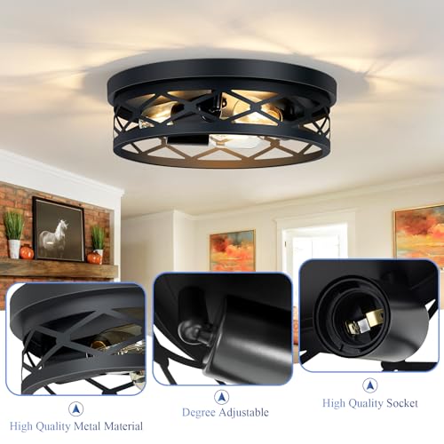 XPEHK 3-Light Farmhouse Flush Mount Ceiling Light,13 inch Hallway Lighting Fixtures Ceiling,Light Fixtures Ceiling Mount for Kitchen Entryway,Hall（1 Pack） - Image 5