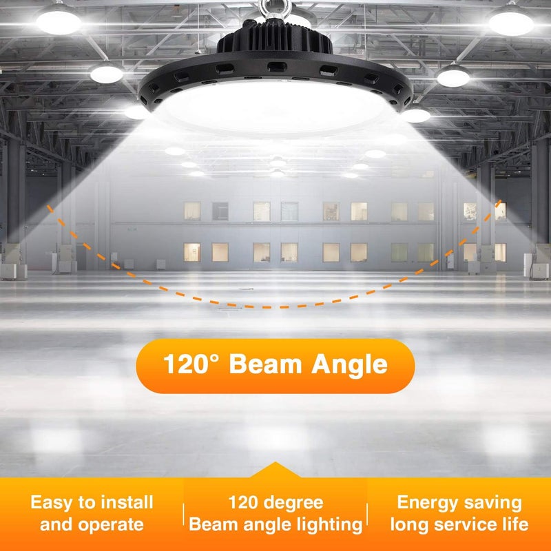 CHMLT UFO LED High Bay Light 100W 15000lm 5000K (Eqv. to 400W HPS/MH), High Bay Led Lights for Shop Warehouse Factory - Image 2