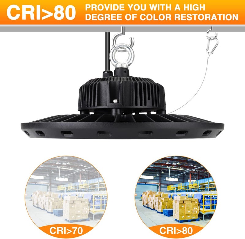 CHMLT UFO LED High Bay Light 100W 15000lm 5000K (Eqv. to 400W HPS/MH), High Bay Led Lights for Shop Warehouse Factory - Image 3