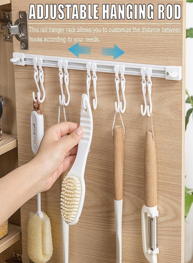 ACHARAJ Multifunctional Slide Rail Hook, Adhesive Wall Hooks Rack Kitchen Rail, Space Saving Utensil Rack with 10 Hooks No Drilling Hanger for Bathroom Kitchen Bedroom Office - Image 4
