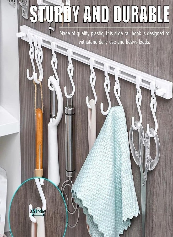 ACHARAJ Multifunctional Slide Rail Hook, Adhesive Wall Hooks Rack Kitchen Rail, Space Saving Utensil Rack with 10 Hooks No Drilling Hanger for Bathroom Kitchen Bedroom Office - Image 5