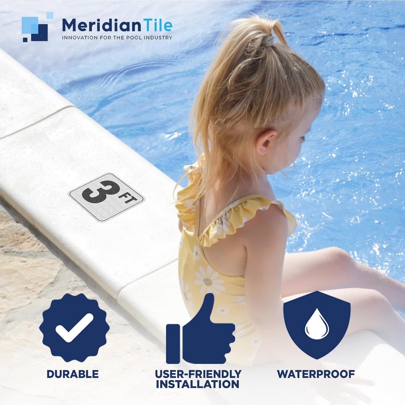 Aquatic Custom Tile , 3FT Pool Depth Markers, 6x6 Inches Vinyl Pool Stickers, Swimming Pool Number Markers, Pool Safety Signage, Adhesive Pool Depth Marker Sticker for Decks, MADE IN USA - (1 Pack) - Image 5