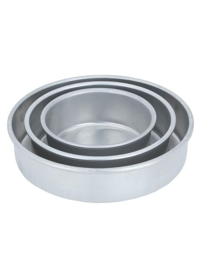 السيف  طقم قوالب الكيك الألومنيوم 3 قطع فضي - Image 1