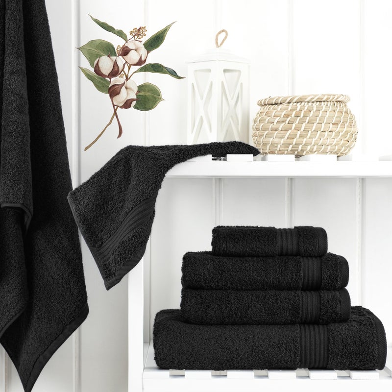 كوتن بارادايس Cotton Paradise Black 6 قطع مناشف مجموعة مناشف تركية قطنية 100 ٪ للحمام 2 مناشف حمام 2 مناشف يدوية 2 مناشف حمام ناعمة  - Image 2