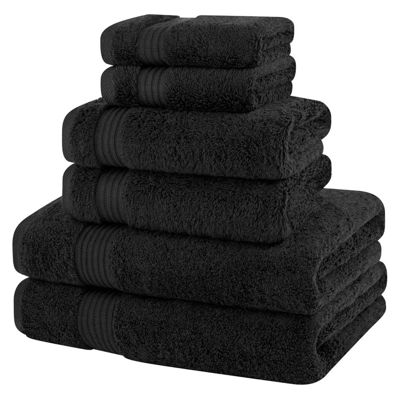 كوتن بارادايس Cotton Paradise Black 6 قطع مناشف مجموعة مناشف تركية قطنية 100 ٪ للحمام 2 مناشف حمام 2 مناشف يدوية 2 مناشف حمام ناعمة  - Image 5