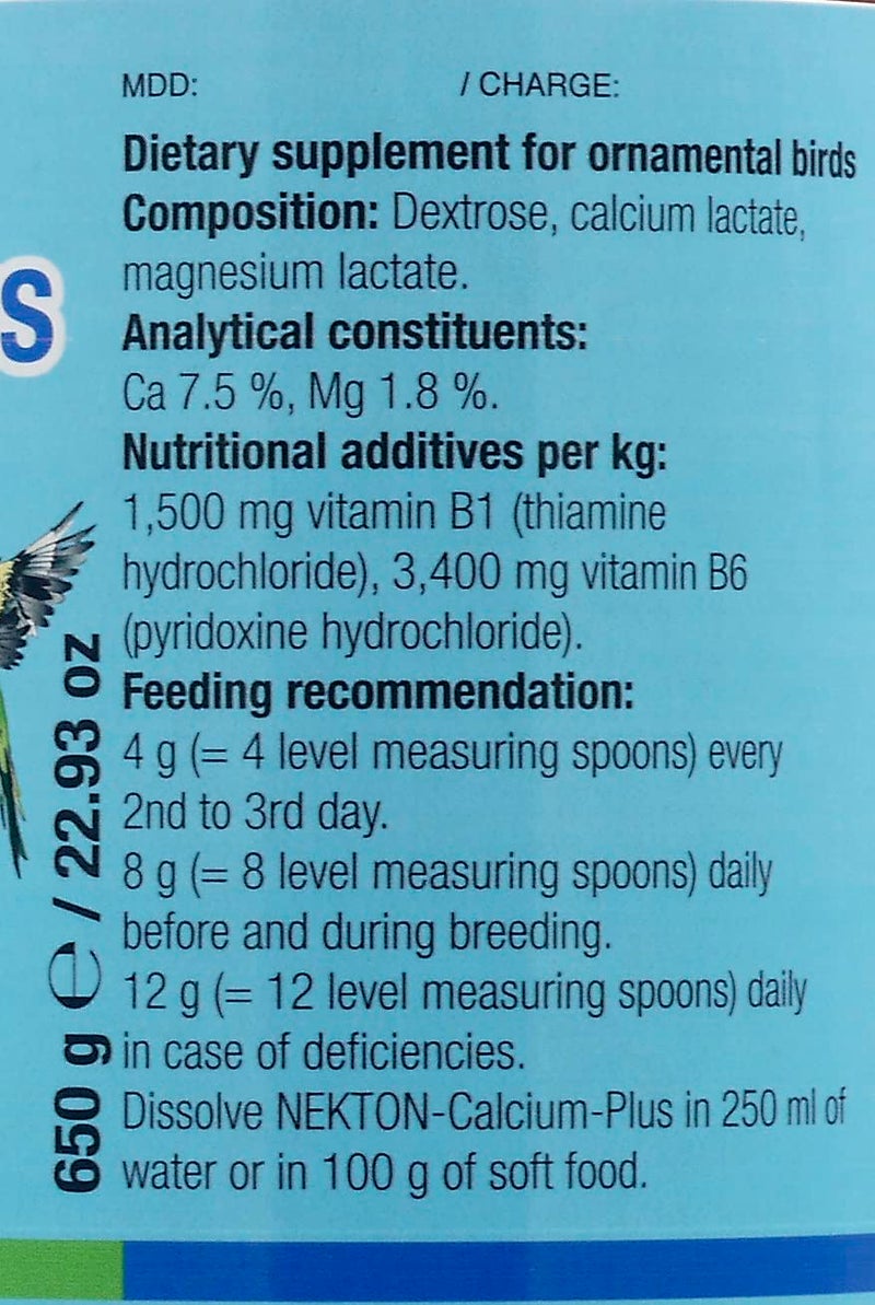 Nekton Calcium Plus - Calcium with Magnesium & Vitamins, White, 140g/5 oz - Image 2
