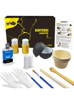 MUFUN Kintsugi Repair Kit Repair Your Meaningful Pottery With Gold Powder Glue Comes With Two Practice Ceramic Cups For Starter  - Image 1