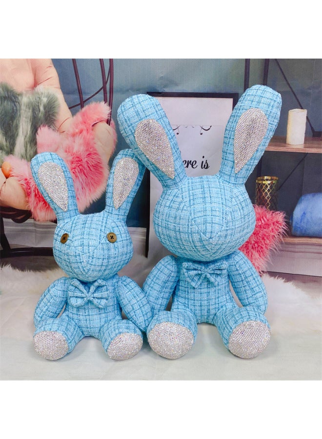 Diamond-encrusted Big Rabbit Manufacturers Internet-famous Children's Toys Birthday Gifts Grab Rag Dolls Plush Toys Wedding Gifts-Color:Lake Blue (fabric)-Height:38cm Big Rabbit With Drill - Image 1