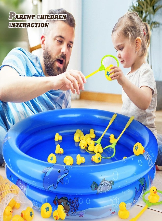 FIVEDAOGANG Duck Matching Game Toys for Kids - 20 Plastic Ducks with Numbers,34" x 7" Kiddie Pool | Storage Bag, 2 Nets - Fun Memory Games - Water Outdoor Game for Children,Preschoolers,Birthday Party Carnival - Image 2
