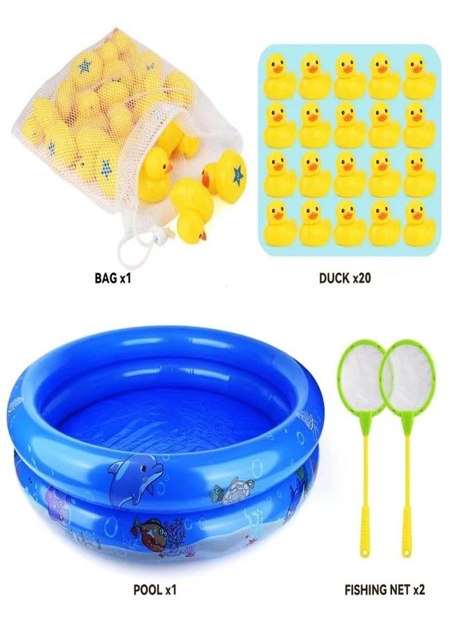 FIVEDAOGANG Duck Matching Game Toys for Kids - 20 Plastic Ducks with Numbers,34" x 7" Kiddie Pool | Storage Bag, 2 Nets - Fun Memory Games - Water Outdoor Game for Children,Preschoolers,Birthday Party Carnival - Image 3