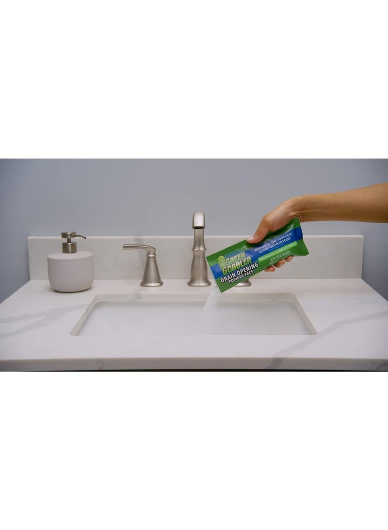 Green Gobbler Drain Opening Powder Packs 3 Pack + 1 Stick | Powerful Clog Remover for Kitchen Sink, Bathroom & Toilet | Bleach-Free Pipe Cleaner Safe for Septic & Plumbing Systems - Image 2