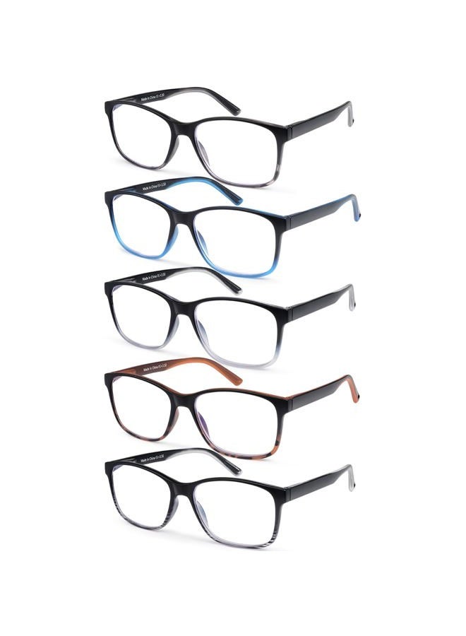 MOZVND 5 Pack Blue Light Blocking Reading Glasses for Men with Spring Hinge 2.5 Fashion Large Wide Computer Readers for Men - Image 1